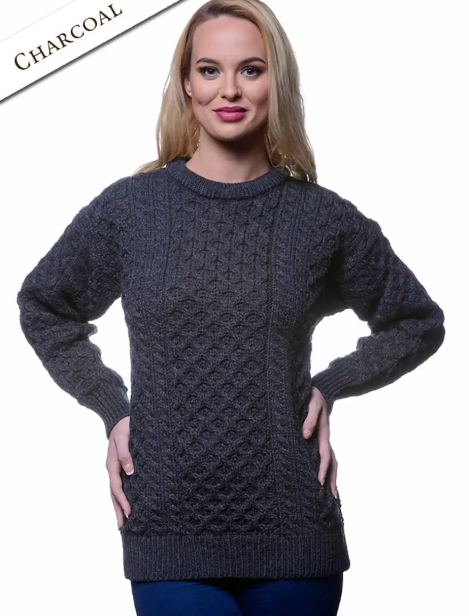 womens_heavyweight_traditional_aran_wool_sweater_7.webp Sweaters<Glenaran Women's Heavyweight Traditional Aran Wool Sweater
