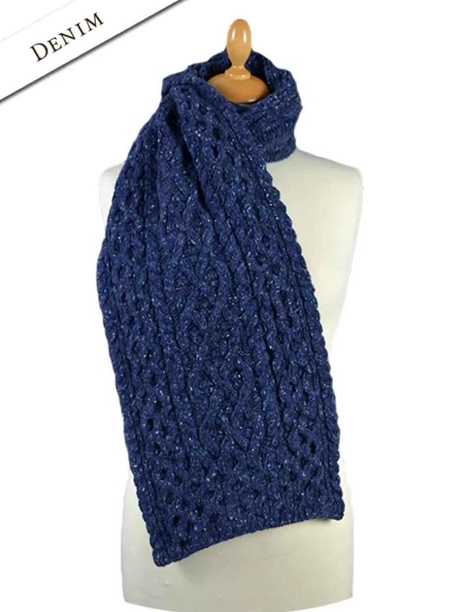 womens_wool_cashmere_aran_honeycomb_scarf_5.webp Knitted Wool Scarves<Glenaran Women's Wool Cashmere Aran Honeycomb Scarf