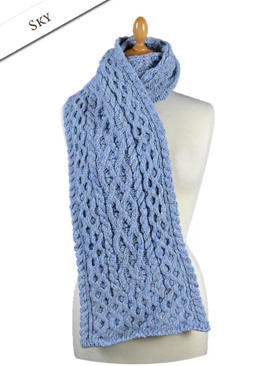 womens_wool_cashmere_aran_honeycomb_scarf_7.webp Knitted Wool Scarves<Glenaran Women's Wool Cashmere Aran Honeycomb Scarf