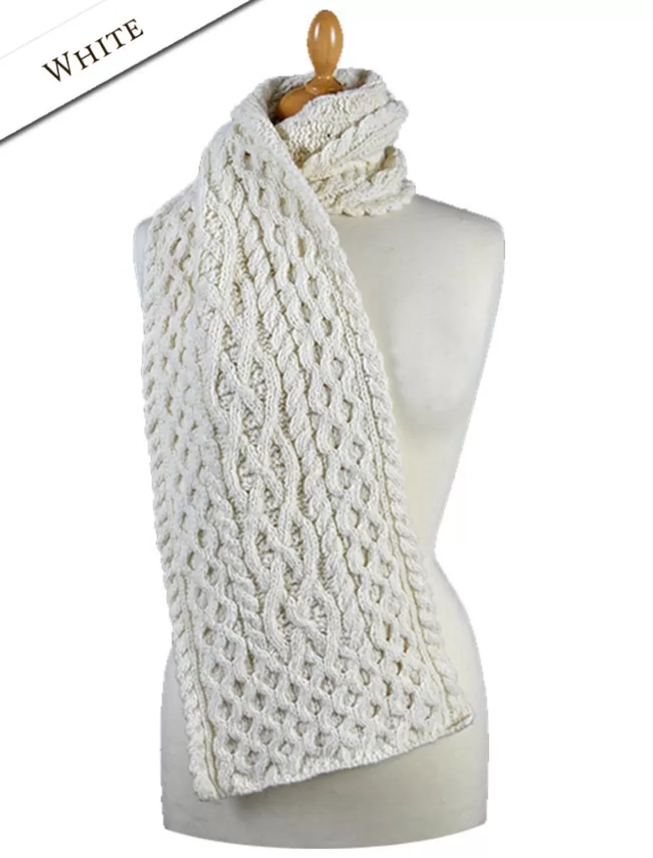 womens_wool_cashmere_aran_honeycomb_scarf_8.webp Knitted Wool Scarves<Glenaran Women's Wool Cashmere Aran Honeycomb Scarf