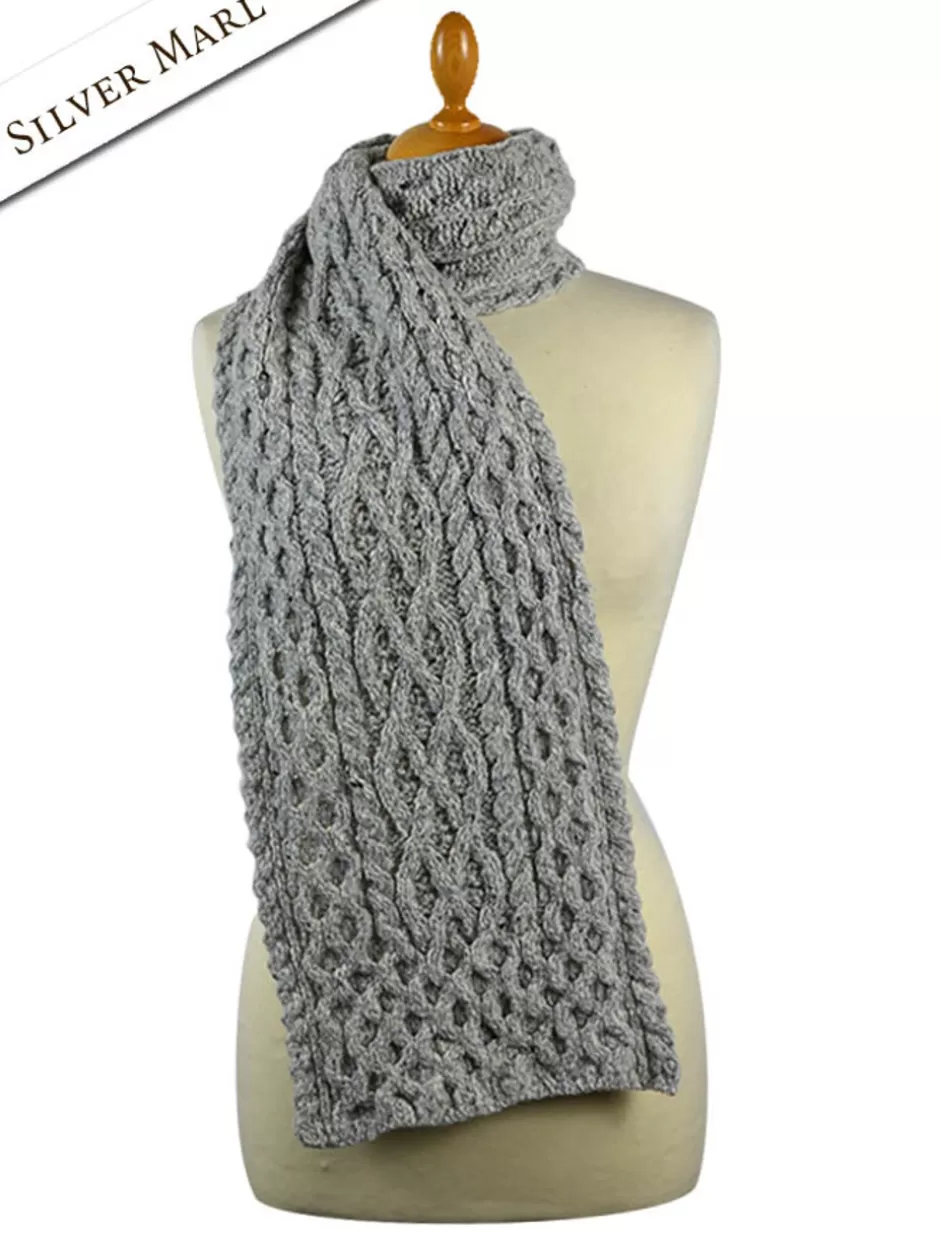 womens_wool_cashmere_aran_honeycomb_scarf_9.webp Knitted Wool Scarves<Glenaran Women's Wool Cashmere Aran Honeycomb Scarf
