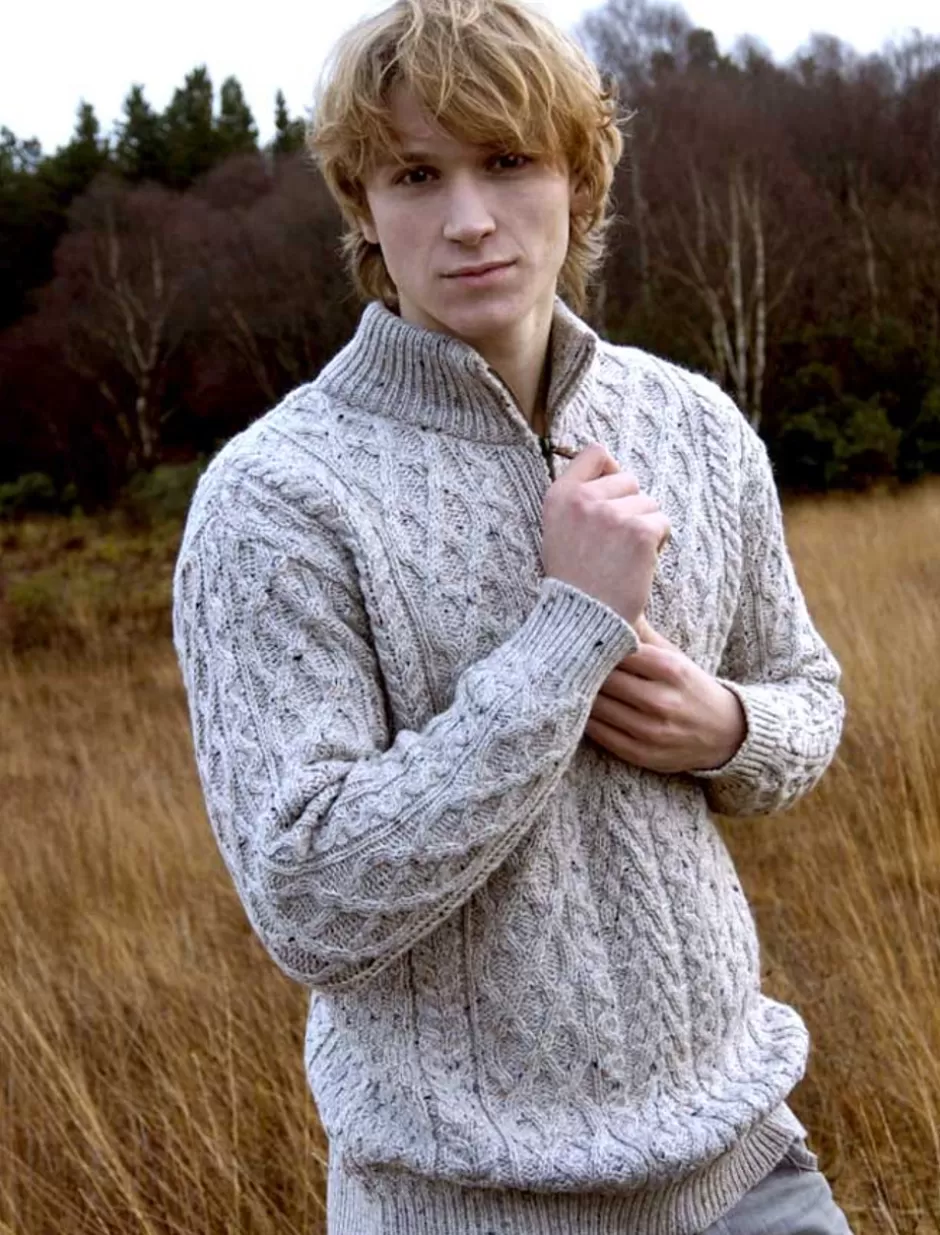 zipneck_aran_sweater_2.webp Sweaters<Glenaran Zip-Neck Aran Sweater