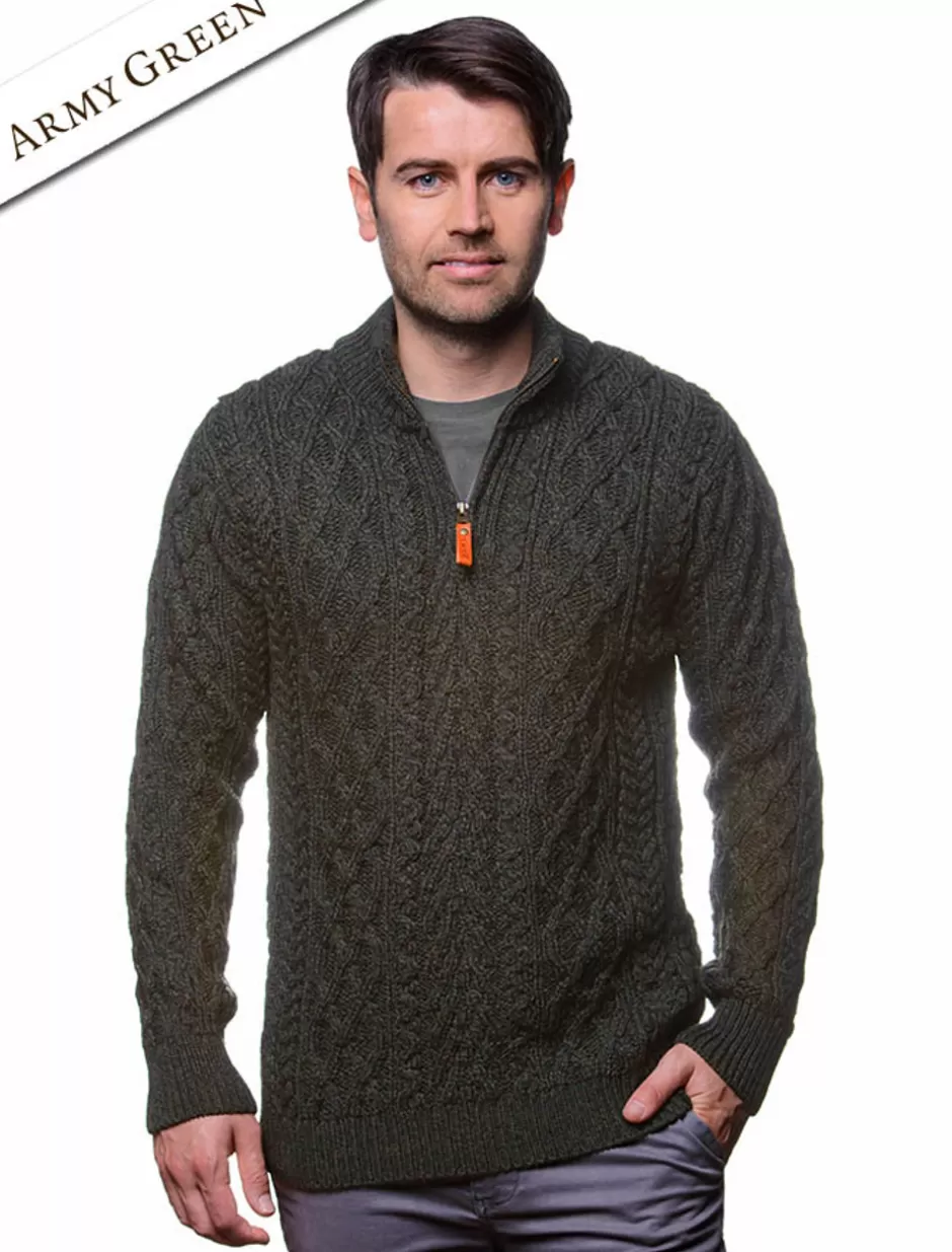 zipneck_aran_sweater_3.webp Sweaters<Glenaran Zip-Neck Aran Sweater
