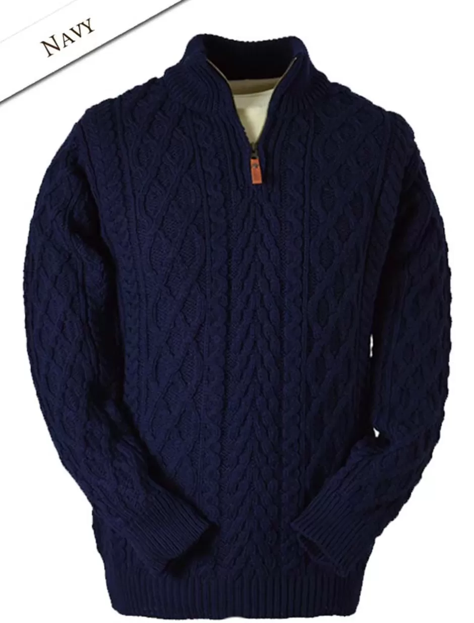 zipneck_aran_sweater_4.webp Sweaters<Glenaran Zip-Neck Aran Sweater